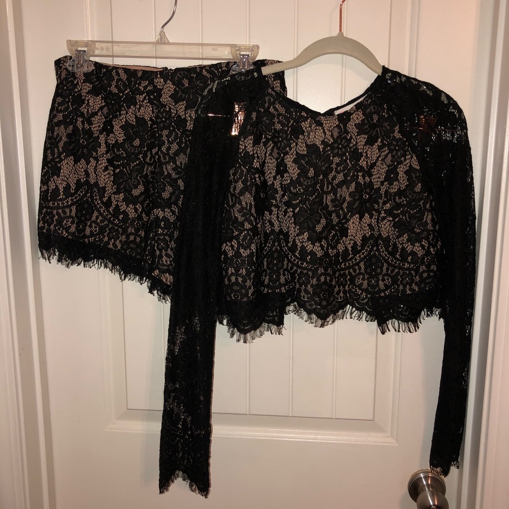 Black and Nude Lace Set